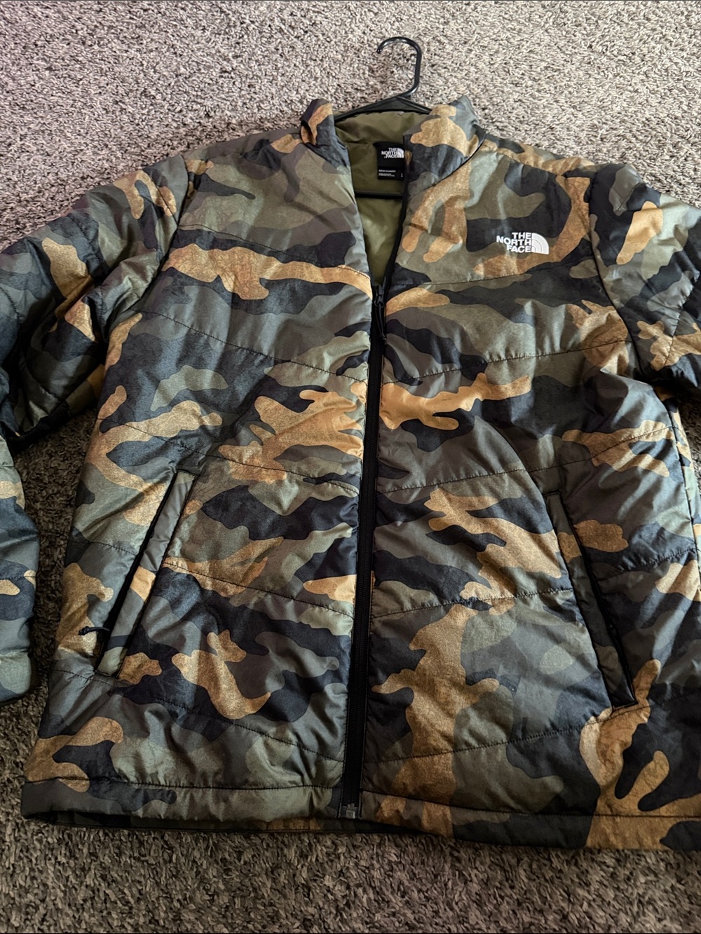 The North Face Men's Olive Green Camo Puffer Jacket